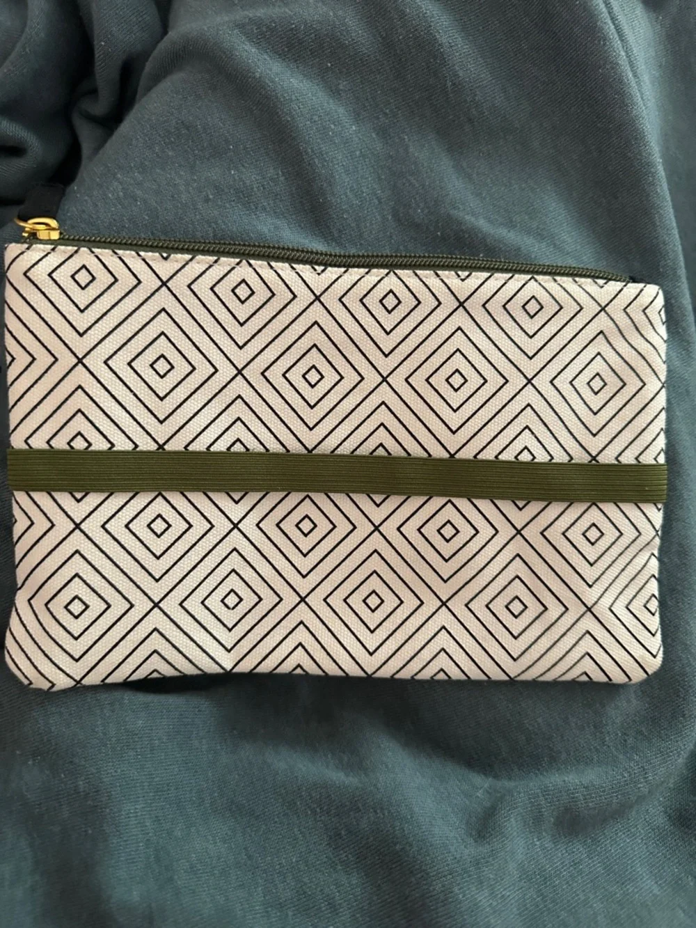 EUC The Happy Planner Black & White Diamond Pattern Pen Pouch